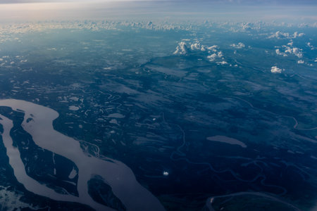 Aerial view of Orinoco river, Venezuela