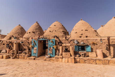 Traditional beehive houses in the ancient town Harran, Turkeyの写真素材