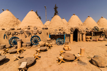 Traditional beehive houses in the ancient town Harran, Turkeyの写真素材
