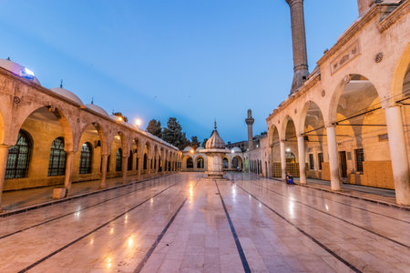 Courtyard of Mevlid Halil mosque in Sanliurfa, Turkeyの写真素材