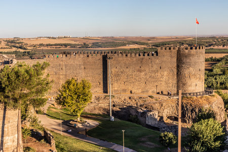 Goat Tower of the fortification walls of the old town of Diyarbakir, Turkeyの写真素材