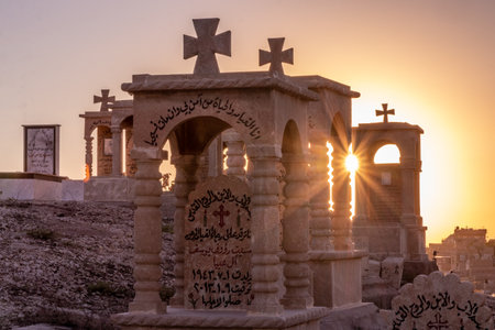 ALQOSH, IRAQ - SEPTEMBER 28, 2022: Cemetery in Alqosh village, Kurdistan Region of Iraq