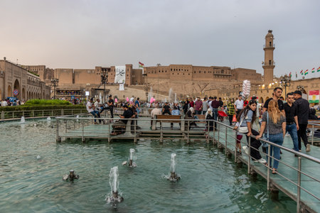 ERBIL, IRAQ - OCTOBER 9, 2022: Crowded Bakhi Shar (City Park) in Erbil (Hawler), Kurdistan Region of Iraqのeditorial素材