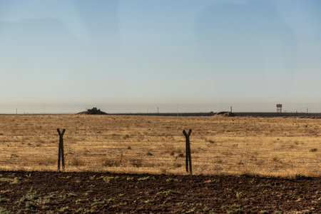 Border wall and fence between Turkey and Syriaの写真素材