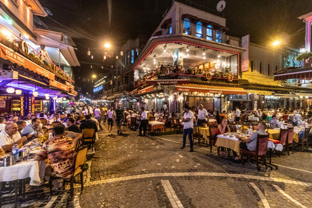 ISTANBUL, TURKEY - SEPTEMBER 17, 2022: Restaurants at Kumkapi in Istanbul, Turkeyのeditorial素材