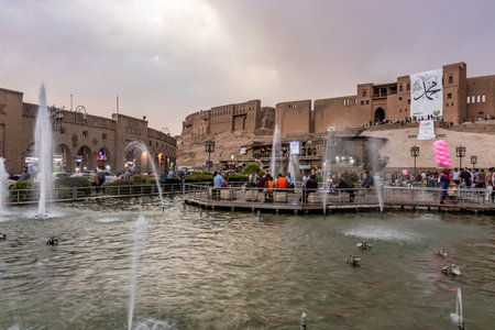 ERBIL, IRAQ - OCTOBER 9, 2022: Fountains ta Bakhi Shar (City Park) in Erbil (Hawler), Kurdistan Region of Iraqのeditorial素材