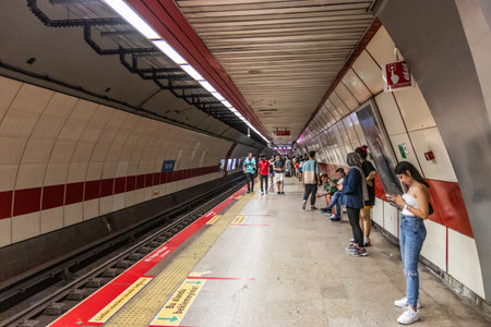 ISTANBUL, TURKEY - SEPTEMBER 17, 2022: Station Taksim of Istanbul metro, Turkeyのeditorial素材