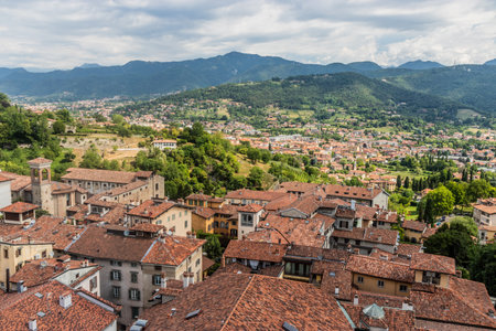 View from the Upper Town of Bergamo, Italyの写真素材