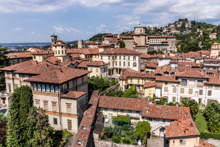 View of the Upper Town of Bergamo, Italyの写真素材