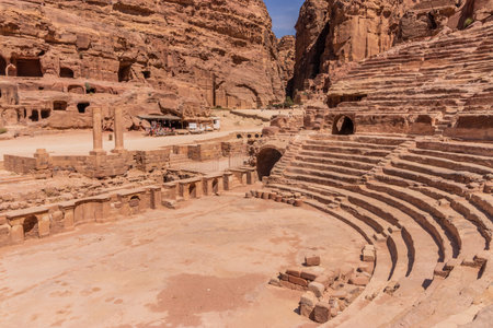 Roman theatre in the ancient city Petra, Jordanの写真素材