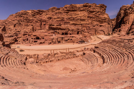 Roman theatre in the ancient city Petra, Jordanの写真素材
