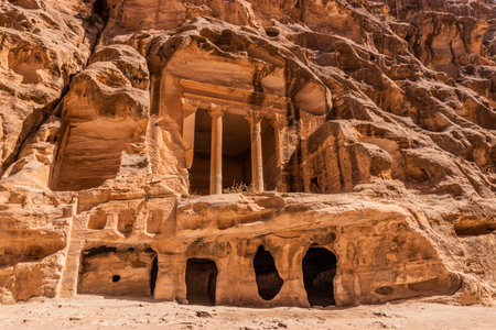 Triclinium in Little Petra, Jordanの写真素材