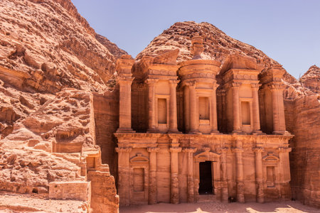 The Monastery (Ed Deir) in the ancient city Petra, Jordanの写真素材