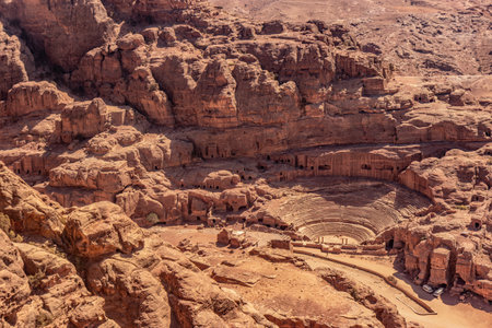 Roman theatre in the ancient city Petra, Jordanの写真素材