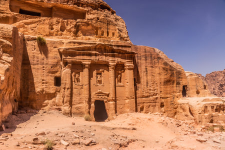 Roman Soldier's Tomb in the ancient city Petra, Jordanの写真素材