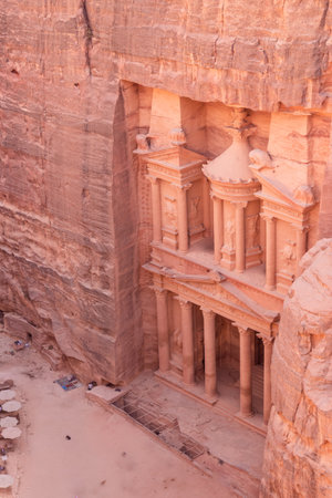 Al Khazneh temple (The Treasury) in the ancient city Petra, Jordanの写真素材