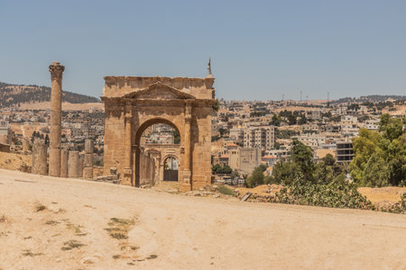 Northern Tetrapylon in Jerash, Jordanの写真素材
