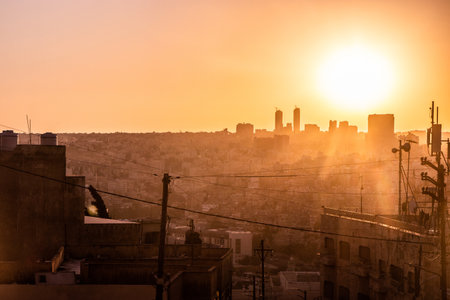 Sunset view of Amman downtown, Jordanの写真素材