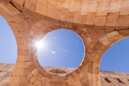 Collapsed dome of Qasr al-Hallabat mosque, Jordanの写真素材