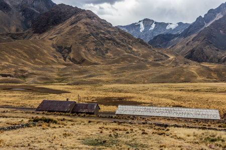 La Raya train station on Puno - Cusco railway in the La Raya pass, Peruの写真素材