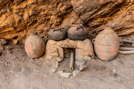 Traditional stove in the mountains of Peruの写真素材