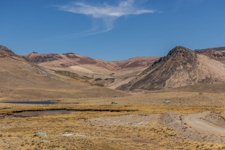 Lakes and wetlands near Mismi volcano, Peruの写真素材