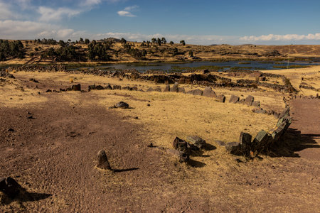Ceremonial stone ring in Sillustani, Peruの写真素材
