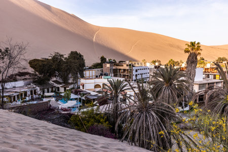 View of Huacachina oasis near Ica town, Peruの写真素材