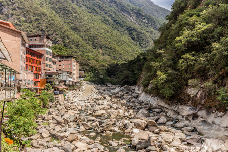 Urubamba river in Aguas Calientes village, Peruの写真素材