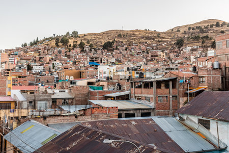 View of Puno city, Peruの写真素材