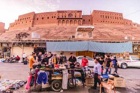 ERBIL, IRAQ - OCTOBER 7, 2022: Street market under the citadel in Erbil (Hawler), Kurdistan Region of Iraqのeditorial素材