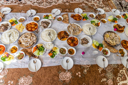Festive Friday lunch in Khannis village, Kurdistan Region of Iraqの写真素材