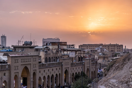 Sunset in the center of Erbil (Hawler), Kurdistan Region of Iraqの写真素材