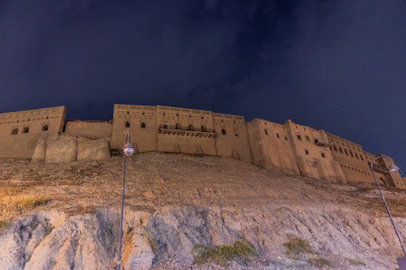 Night view of the ancient citadel in Erbil (Hawler), Kurdistan Region of Iraqの写真素材