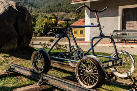 Heritage draisine at Sargan Vitasi train station on Sarganska Osmica (Sargan Eight) narrow-gauge...