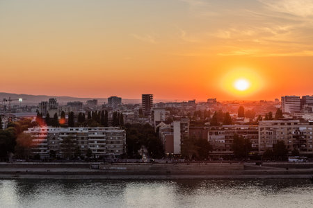 Sunset above Novi Sad, Serbiaの写真素材