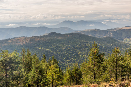 Mountain skyline observed from Tornik mountain, Serbiaの写真素材
