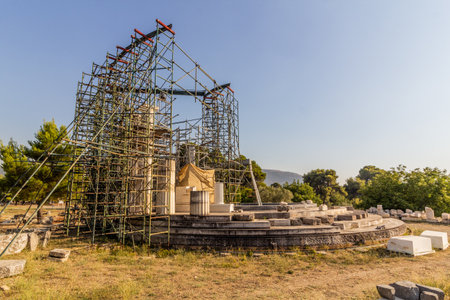 Tholos at the Asclepieion of Epidaurus on Peloponnese peninsula, Greece