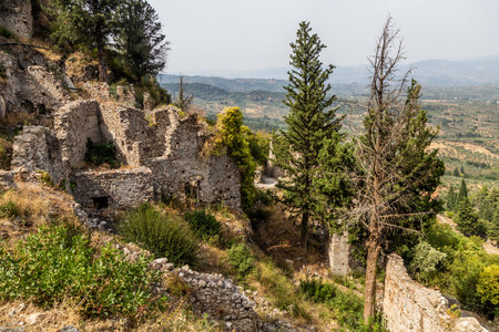 Ruins of Mystras on Peloponnese peninsula, Greece, .の写真素材