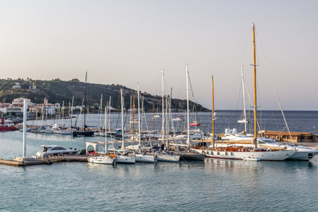 Sail boats in the port of Zakynthos town, Greece