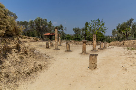 Apodyterium (undressing room) at the ancient Stadium of Nemea on Peloponnese peninsula, Greeceの写真素材