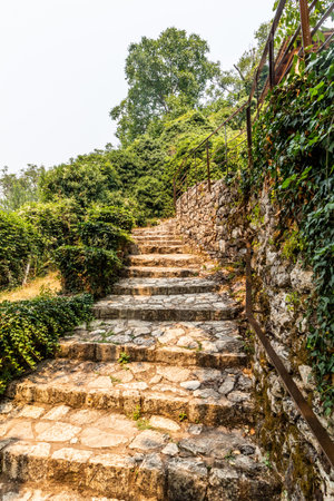 Steps in the Open air water power Museum near Dimitsana village on Peloponnese peninsula, Greeceの写真素材