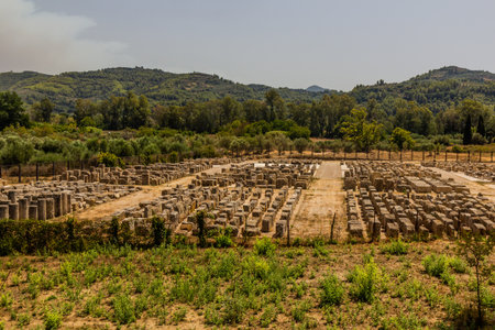 Stone artifacts near Ancient Olympia on Peloponnese peninsula, Greeceの写真素材