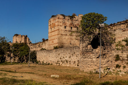 Theodosian Land Walls in Istanbul, Turkeyの写真素材