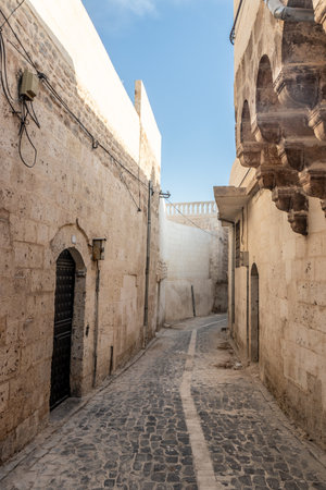 Narrow alley in the old town of Sanliurfa, Turkeyの写真素材