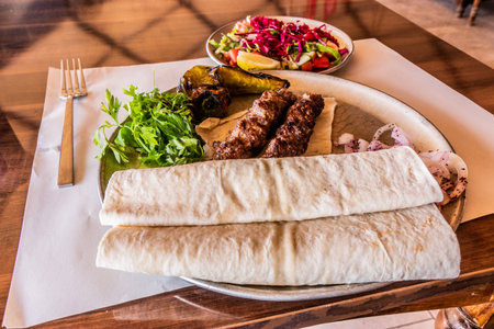 Tradiitonal meal in Turkey - Adana kebabの写真素材