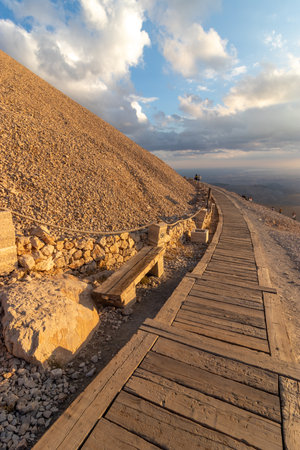 Path at the peak of Mount Nemrut, Turkeyの写真素材
