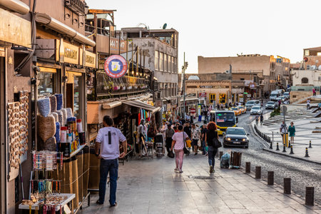 MARDIN, TURKEY - SEPTEMBER 27, 2022: People at the Cumhuriyet Meydani (Square of the Republic) in Mardin, Turkeyのeditorial素材