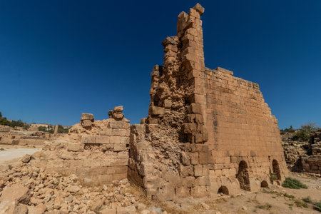 Fortification walls ruins in Dara village in Mardin province, Turkeyの写真素材