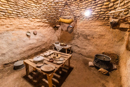 HARRAN, TURKEY - SEPTEMBER 21, 2022: Interior of a traditional beehive house in the ancient town Harran, Turkeyのeditorial素材